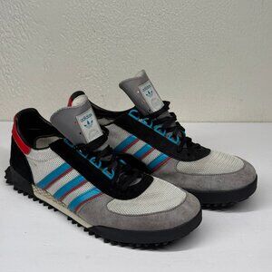 Adidas Marathon TR Trail Sneakers Mesh Suede Retro Gray Black Red Blue Size 12.5